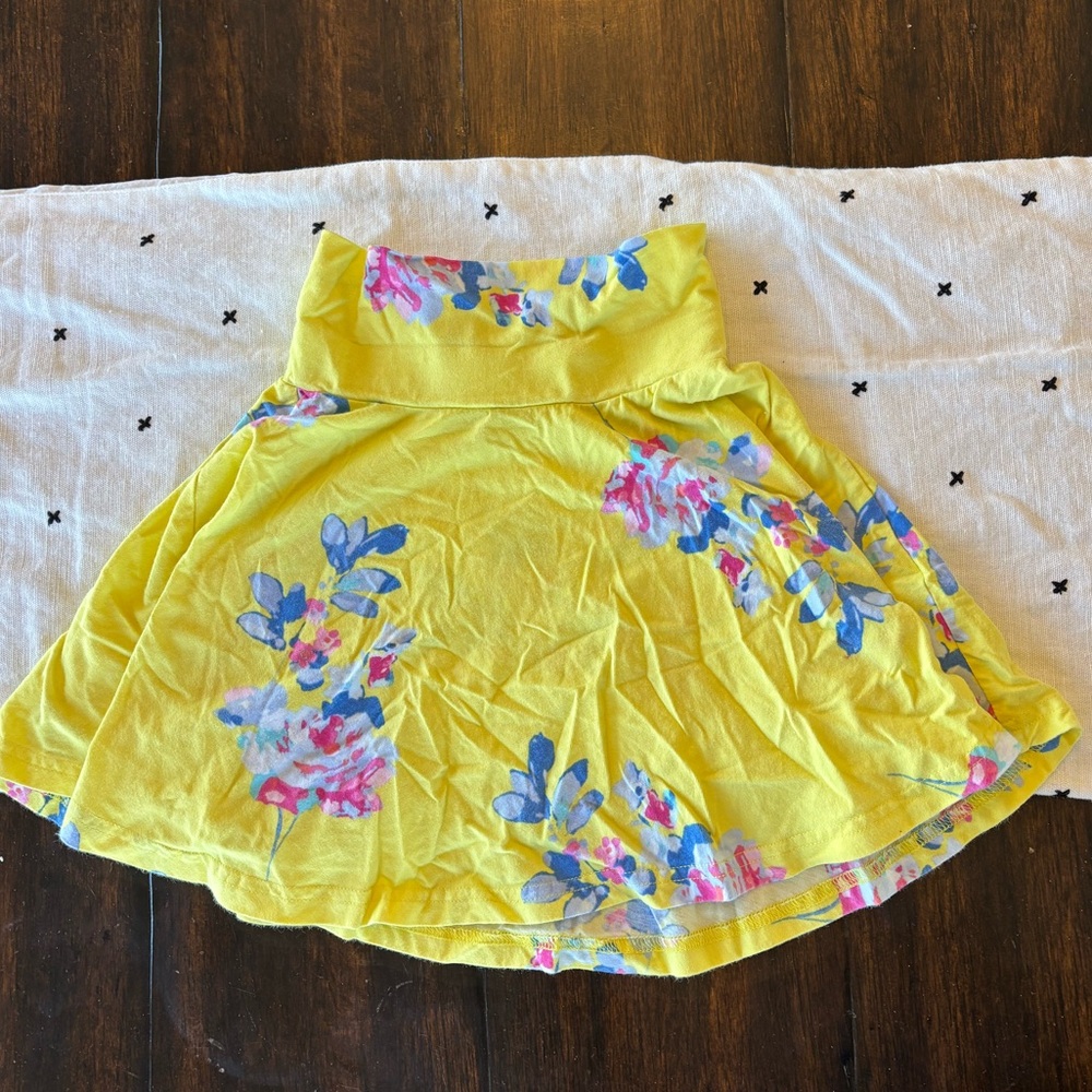 Joules Yellow Floral Skater Skirt